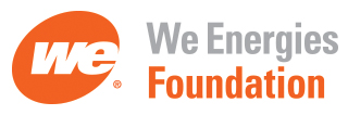 Orange and white logo of We Energies Foundation